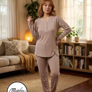 2724 Pigiama Donna in Cotone con Scollo a Goccia